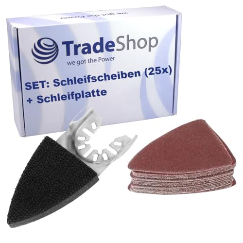 Trade-Shop Set di 26 piastre abrasive triangolari, 50 x 50 x 35 mm, compatibile con Bosch PMF, PMF 220 CE, PMF 350 CES utensili multifunzione