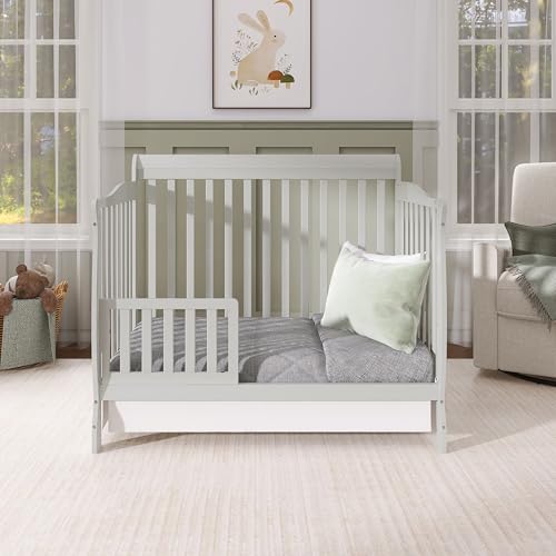 Image of Dream On Me Toddler Guard Rail for Convertible Crib, Solid Wood Bed Rail for Toddler Bed Conversion, Grey