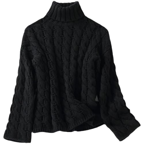 Men's Winter Turtleneck Warm Thickened Cashmere Wool Sweater Hollow Retro Straight Top