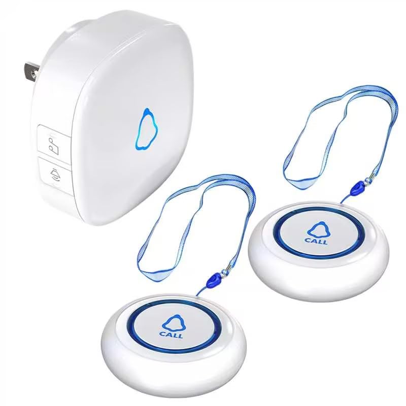Image of METAK Caregiver Pager Wireless Call Button for Elderly /Senior at Home, 1 Receiver + 2 Button, Medical Life Alert Necklace System, Emergency Bell Fall Monitor Devices for Patients, Disabled, Nurses