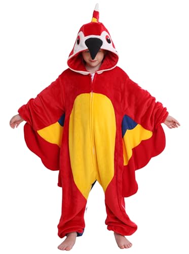 Magicmode Kids Parrot Onesie Pajamas Soft Flannel Halloween Cosplay Costumes for Boys Girls