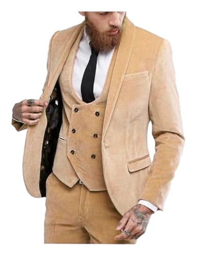 Men's 3 Piece Velvet Suit Velvet Blazer One Button Tuxedo Slim Fit Luxurious Blazer Party Dinner Jacket & Pants3