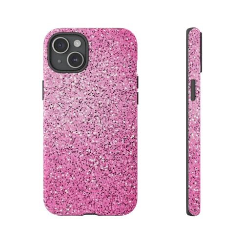 Coque rigide rose pailletée iPhone 15 Plus protection antichoc scintillante