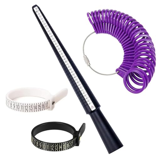 4 Piezas Medidor de Anillos, Ring Sizer Herramienta de Medición, Herramienta Calibre de Tamaño de Anillos Medidores de Tallas de Joyería para Tamaño Estándar de Reino Unido UE y UU