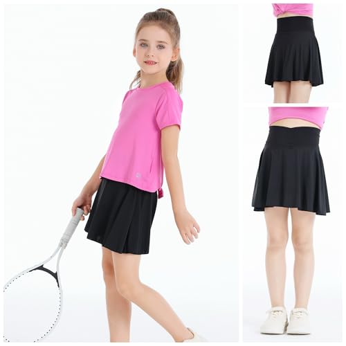 Image of Girls' 2-in-1 Flowy Butterfly Shorts with Pockets - Athletic Dance & Running Shorts for Ages 5-13