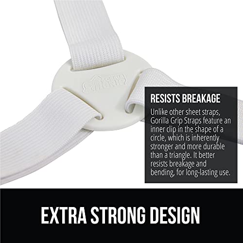 Gorilla Grip Nonslip Bed Sheet Straps, Extra Strong 4 Pack, Adjustable Elastic Fasteners With Iron Clips, Bedsheet Holder For Fitted Sheets, Easy Install On Mattress Covers, White #TOP2