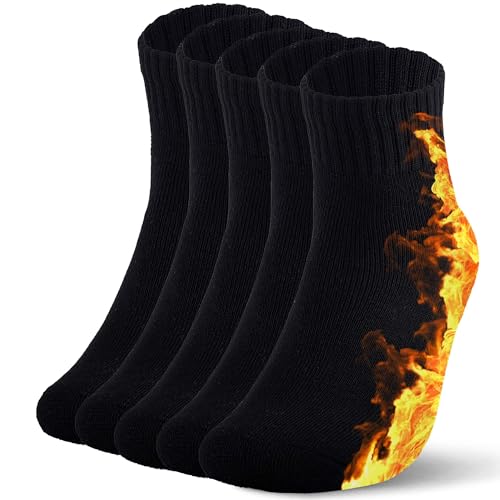 KANAV Thick Winter Thermal Wool Socks (5 Pairs) - Comfy, Slouch Crew, Cozy, Warm Athletic Socks for Women