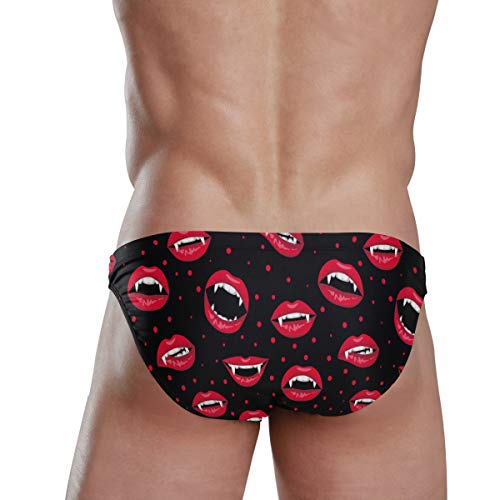 Men Swim Brief Bikini Seamless Pattern Red Vampire Lips Beach Bikini for Men Swim Underwear Medium4