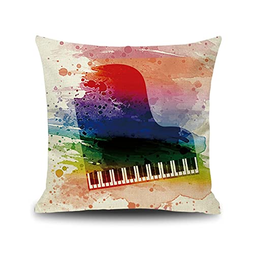 Lieson Throw Cushion Covers, 1PCS Cushion Cover 18x18 Inches 45x45CM Piano Keys Outdoor Cushions Covers Multicolor, Linen