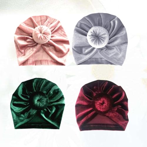 Gorros de terciopelo para niños y bebés en lote de 4 accesorios cómodos 4