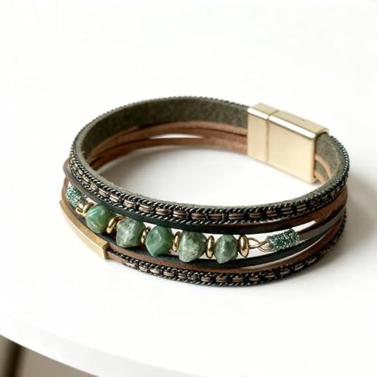 Flower Charm Wrap PU Leather Bracelet for Women Lady Handmade Bohemian Bracelets Jewelry Gifts for Women - Image 3