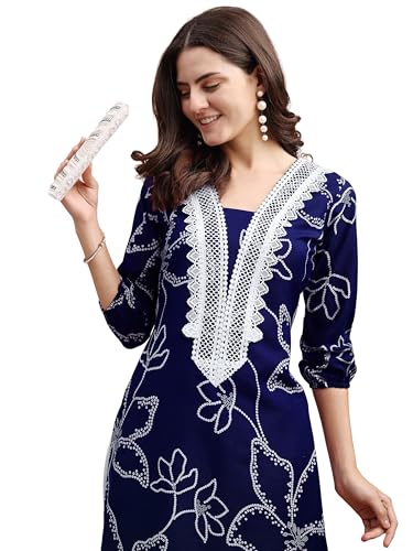 Image of EthnicJunction Women's Poly Rayon Bandhani Print A-line Kurta | Ethnic Kurta