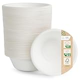 Love Nature Cuencos desechables de pulpa de caña de azúcar de 500 ml – 100 piezas de cuencos desechables ecológicos – Vajilla desechable