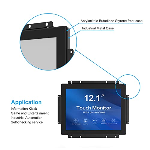 Image of GreenTouch 12.1 inch 10 Points Touch Front IK08 /IP65 Open Frame Touch Monitor Desktop or Wall Mountable Multi Point Touch 1024x768