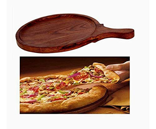 Image of Wooden Pizza Pan, Pizza Serving Tray of Kitchen|| Platter || Sheesham || 9 Inch, Overall 13 Inch