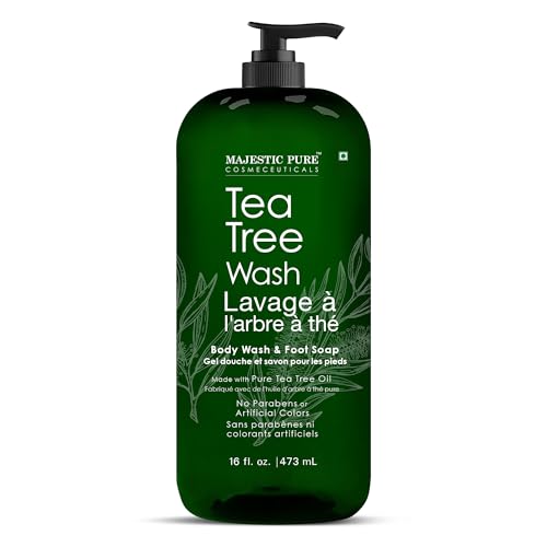 Majestic Pure Tea Tree Body Wash - Formulated to Combat Dry, Flaky Skin - Soothes, Nourishes and Moisturizes Irritated, Chapped, Problem Skin Areas - (Packaging may Vary) -16 fl. oz.