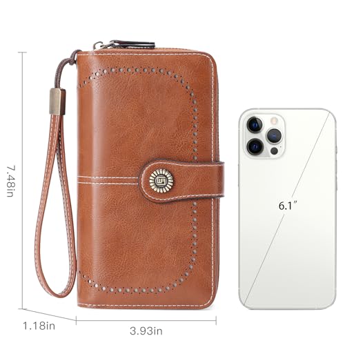 Image of RNIEGA Womens Wallet Leather Billfold RFID Blocking Credit Card Holder Wristlet Wallets for Women Ladies Purses with Zipper Coin Pocket