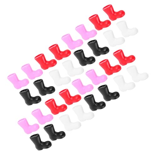 Cabilock 96pcs Mini Christmas Shoe Decorations Colorful Plastic Miniature Santa Boots Shoe Ornaments for Crafts Diy Xmas Tree Decorations Desktop Centerpieces