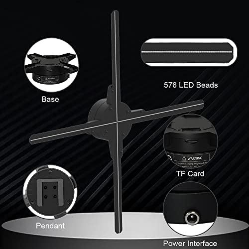 TOPS 3D Hologram Advertising Display Fan 20.5inch, WiFi, Bluetooth Speaker Added Hologram Fan with High Resolution 576 LED Beads