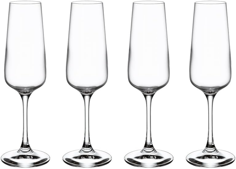 Villeroy & Boch โ Ovid Champagne Glass Set 4 Pieces 250 ml, Dishwasher Safe, Prosecco Glasses, Flute Glass, Crystal Glass