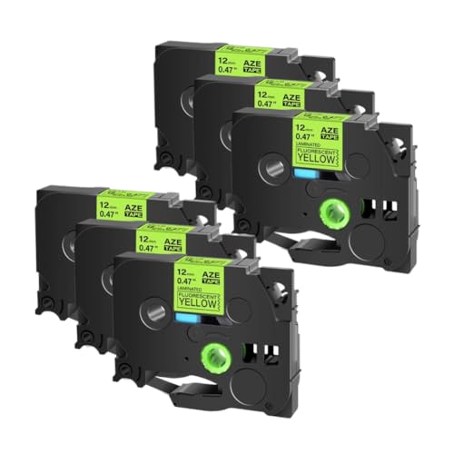 6PK ���x���e�[�v TZe C31 TZ B31 D31 �ƌ݊�������A�u���O���[���I�����W�C�G���[�ɍ� 12 �~�����[�g�����x�����[�J�[�p(6PK fluo yellow)