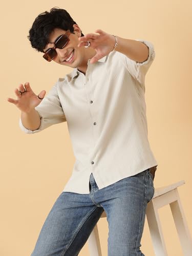 Image of KOTTY Men's Textured Casual Shirt - Long Sleeve||Button-Down Collar||Classic Fit
