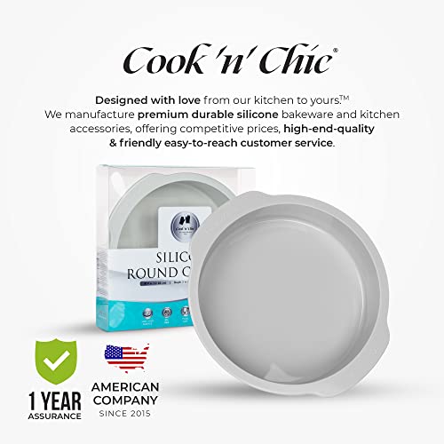 Silicone Round Cake Pan 9″X2″ - Non-Stick Oven Dish - Professional Bakeware Baking Mold For Cakes Pies Quiche Cheesecake - Microwave Dishwasher Freezer Safe - Quick Release By Cook’n’chic #TOP5