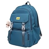 Mochila Bolsa Impermeável Jovem Escolar Elegante Academia Faculdade Viagem Trabalho Treino Unissex Leve Casual Fashion Unissex (Azul)