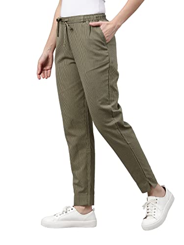 Image of GO COLORS Solid Soft Cotton Printed Pencil Pant for Women | Breathable, Side Pocket
