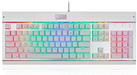 EagleTec KG011 Mechanical Keyboard Wired Ergonomic Clicky Blue Switch Equivalent for Office PC Home or Business (White Keyboard RGB LED Backlit)
