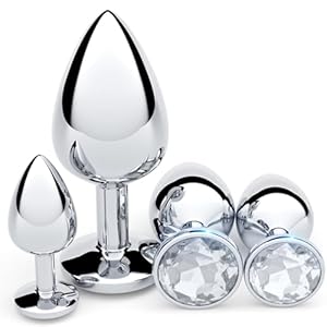 Anal Plug Beginner Set, 4 PCS Stainless Steel Butt...