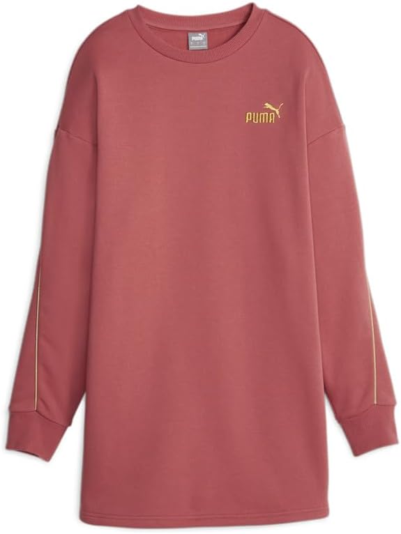 PUMA Womens Essentials Minimal Gold Long Sleeve Crewneck Dress Casual Casual - Red