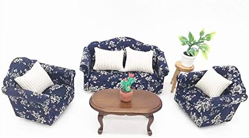 Miniatura 5 de EatingBiting 1:12 Casa de muñecas Muebles en miniatura Sofá 1 sofá doble + 2 sofás individuales Juego de 3 piezas Sala de estar 1:12 Casa de muñecas