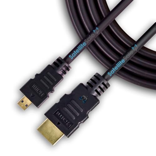 SatelliteSale - Cable adaptador de alta velocidad Micro HDMI a HDMI TV [chapado en oro de 24 quilates | núcleo de cobre | chaqueta de PVC] resolución 4K, 3D