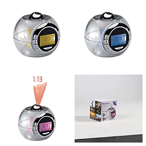 Proyección Reloj Despertador Despertador con cambio de color indicador de temperatura 6 sonidos Nature Sonido sonidos naturales de 7 colores pantalla LED Indicador de Fecha y temperatura proyección