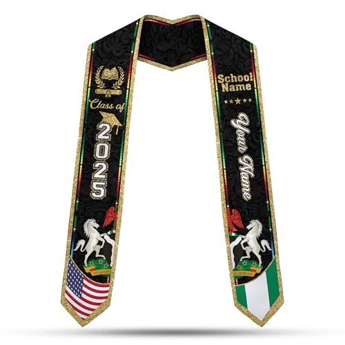 MonkeyVan Nigerians Graduation Sash Custom Nigerians American Flag Graduation Sash 2025 Nigeria Graduation Stole Class of 2025 Ng15