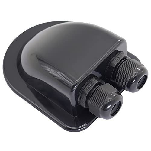 Black Waterproof Double Cable Entry Gland, ABS IP68 Water Protect Cable Duct Diameter 3-7mm for RV, Motorhomes, Campervans, Caravans, Boats, Solar Panels, CCTV