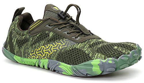 WHITIN Men's Trail Running Shoes Minimalist Barefoot 5 Five Fingers Wide Width Toe Box Gym Workout Fitness Low Zero Drop Male Sneakers Treadmill Free Athletic Ultra Green Size 11