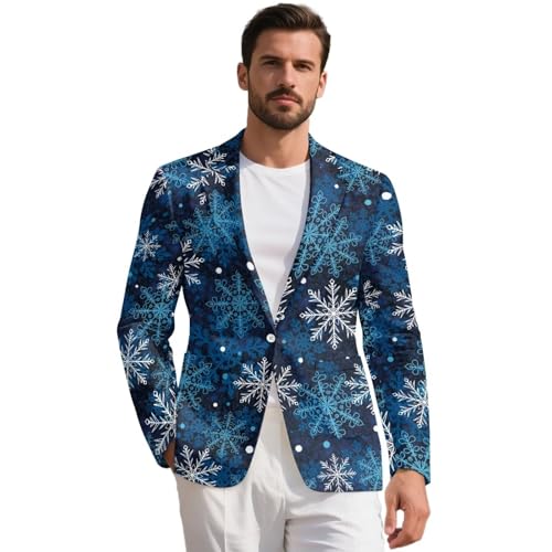 Christmas Jacket for Men Regular Fit Men's Suit Jacket for Xmas Party Wrinkle-Free Mens Sport Coats with Pockets