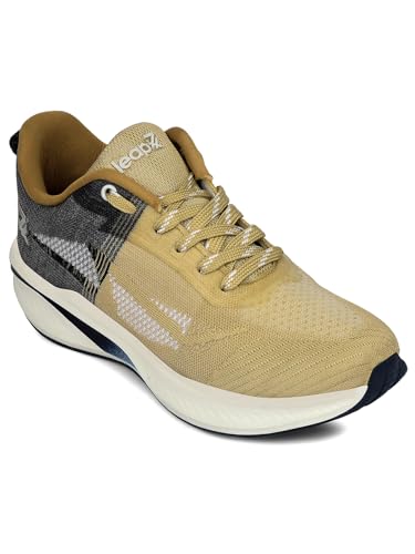 Image of Liberty Leap7x GHD-22 Lacing Sports Running Shoes For Men - Beige, Maroon & Sea Green | Comfortable and Durable Lace-Up Closure - Suitable for Lacing Walking, Gym, Jogging, Outdoor - Cushioned Footbed