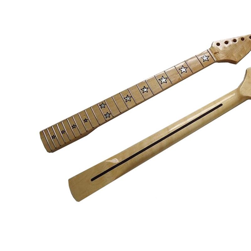 Manche de guitare en erable massif et touche 22 frettes avec incrustations etoiles