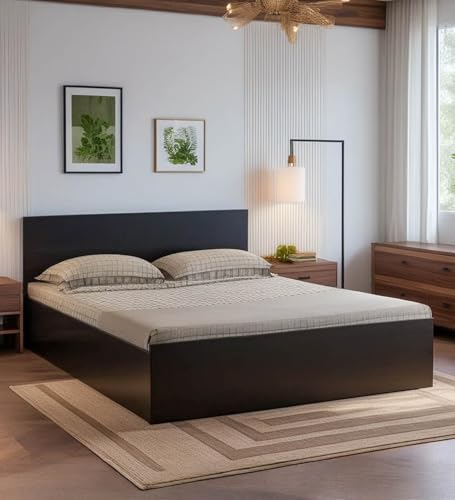 Image of Mintwud Pepperfry Persia King Size Bed in Wenge Finish | Premium Engineered Wood | Durable & Stylish | Spacious Box Storage for Organized Living | Modern Bedroom Furniture