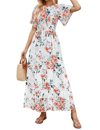 ZESICA Women's 2026 Summer Boho Floral Maxi Dresses Casual Short Flutter...
