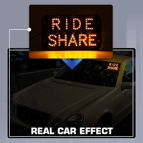 Image of YSY Juren LED Car Window Accessory Sign RIDESHARE for Ride Share Drivers Taxi Light (Yellow)