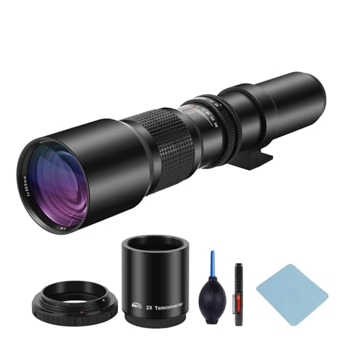 JINTU Teleobjetivo para Canon 500-1000 mm F/8 lente manual con adaptador de anillo en T para Canon T8i T7i T7 T6 T6s T6i SL3 SL2 4000D 2000D 1200D, 70D 77D 650D 60D EOS-1D X Mark III/II, 5D Mark IV