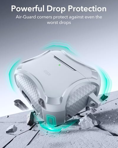 Image of ESR for AirPods 4 Case, Compatible with AirPods 4th Generation Case (2024), Compatible with MagSafe, Powerful Drop Protection, Magnetic Lid, Cyber Series, Desert Titanium,Gray
