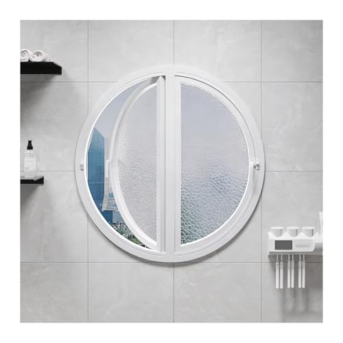 KPHYMOD Dual-Opening Round Casement Window, Customized Flush Mount Tempered Glass Porthole Window, Stylish Home Decoration Ventilation Windows(White,120 cm/47.2 in)