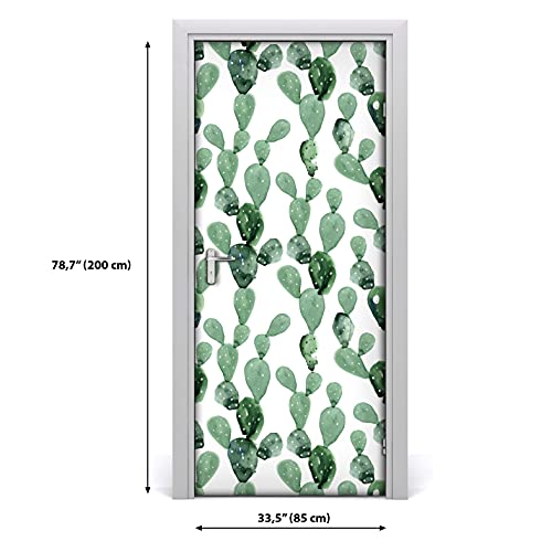 Vinilo de puerta extraíble con estampado botánico de cactus Opuntia 4