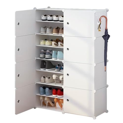 Shoe rack 8-layer shoe cabinet with hook wardrobe hallway bedroom entrance shoe rack organizer wardrobe hallway bedroom entrance hold 32 pairs of shoes suitable for sneakers slippers high heels boots