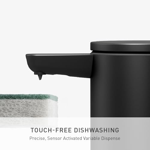 Image of simplehuman Liquid Sensor Pump with Caddy, 9 oz Automatic Soap Dispenser for Kitchen and Bathroom, Touchless Motion Sensor, Variable Dispense, Rechargeable, High-Grade Matte Black Steel
